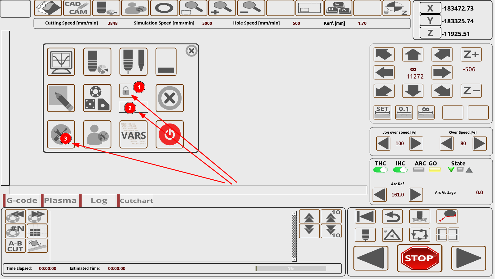 Sample interface menu